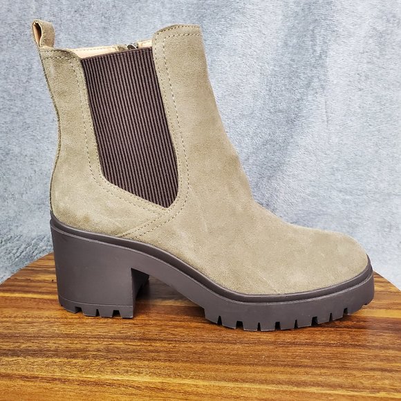 Blondo Shoes - Blondo Boots Womens 11 M Beige Suede Leather Chelsea Side Zip Waterproof Booties